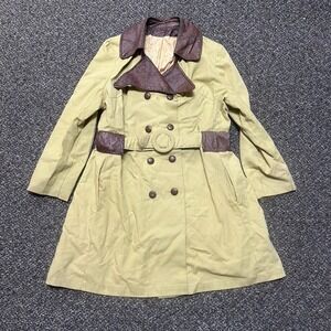 True Vintage 1960s Blazer Womens Tan Designer Size Large Leather Waist Coat